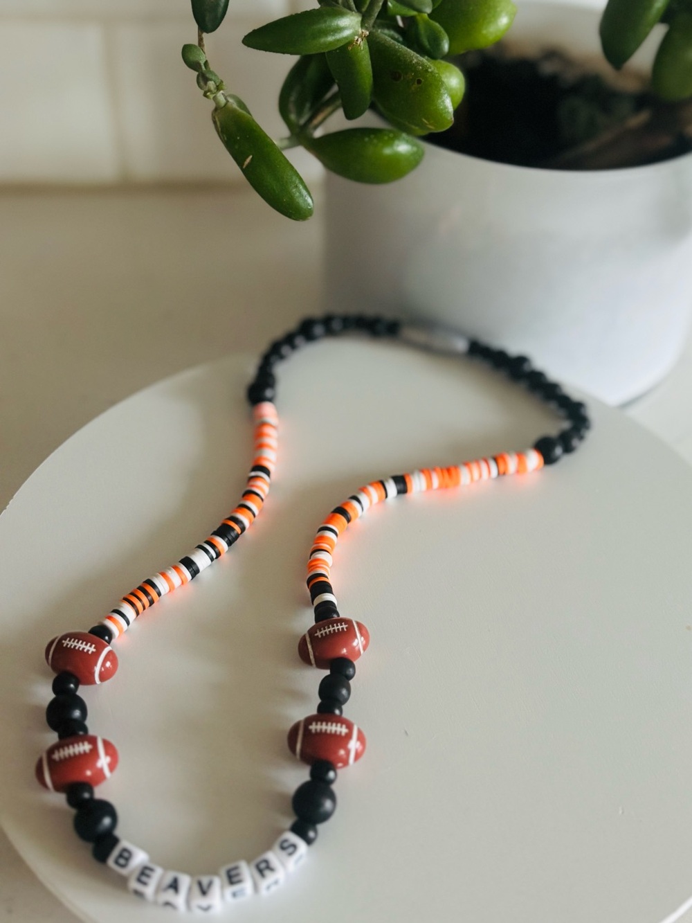 Oregon State University Beavers football necklace 🧡🖤🏈